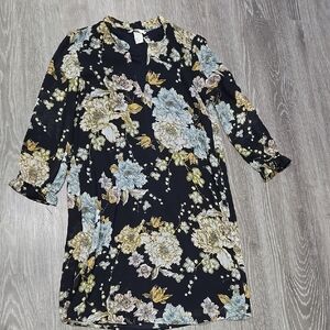 H&M Floral Print Black Dress
